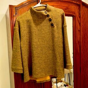 Ari + Ali green sweater button neck size M